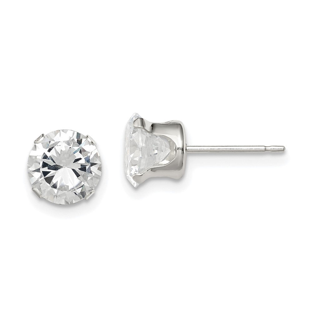 Sterlingsilber 7mm Rund Snap Set Zirkonia Ohrstecker