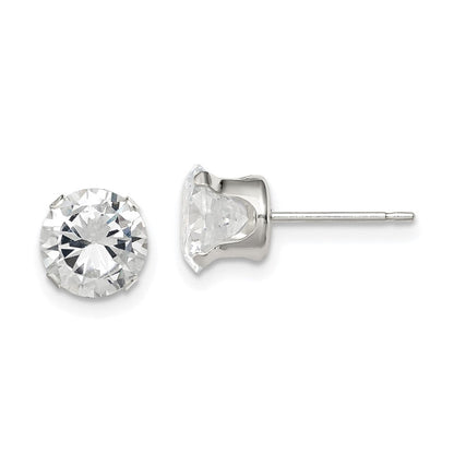 Sterlingsilber 7mm Rund Snap Set Zirkonia Ohrstecker