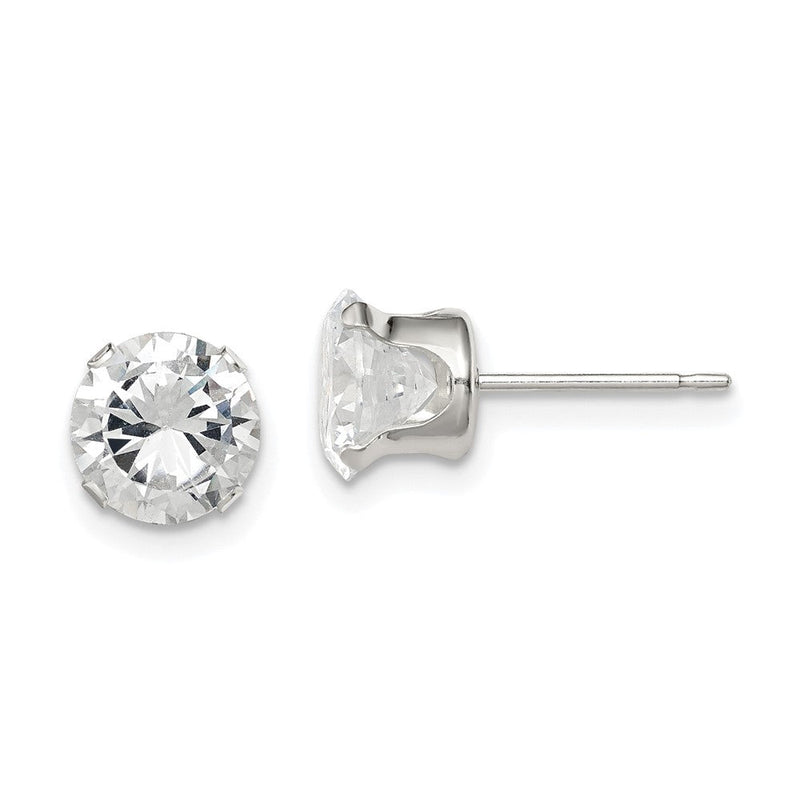 Sterlingsilber 7mm Rund Snap Set Zirkonia Ohrstecker
