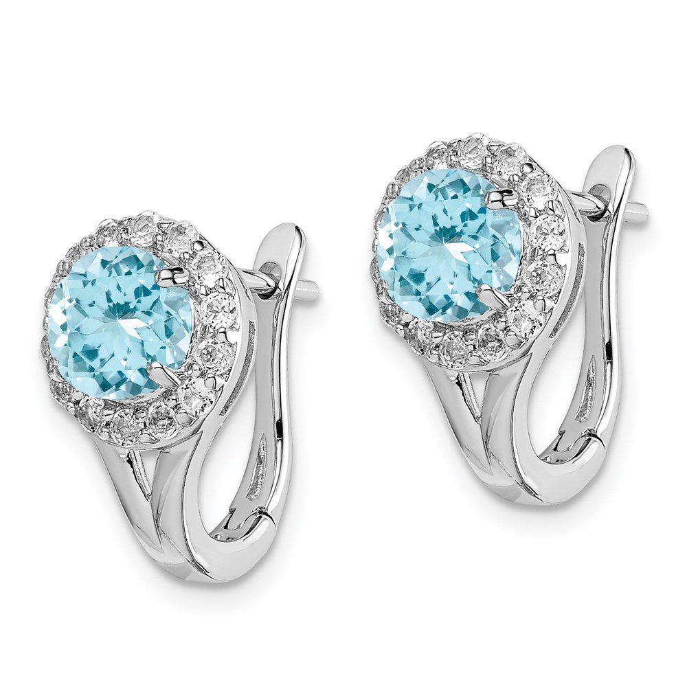 Sterlingsilber Rhodiniert Weiß und Blautopas Hingd Ohrringe