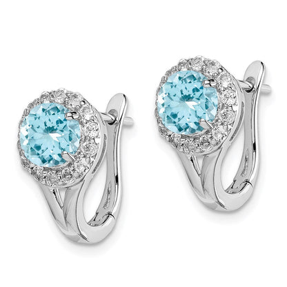 Sterlingsilber Rhodiniert Weiß und Blautopas Hingd Ohrringe