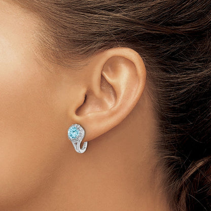 Sterlingsilber Rhodiniert Weiß und Blautopas Hingd Ohrringe