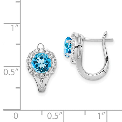 Sterlingsilber Rhodiniert Weiß und Blautopas Hingd Ohrringe