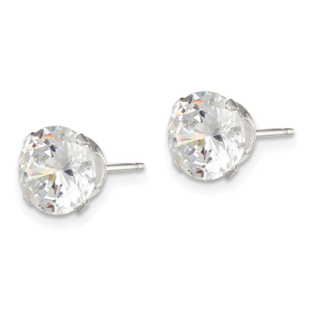 Sterlingsilber 8mm Rund Snap Set Zirkonia Ohrstecker