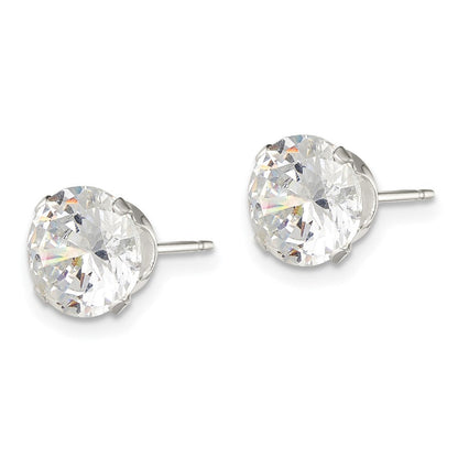 Sterlingsilber 8mm Rund Snap Set Zirkonia Ohrstecker