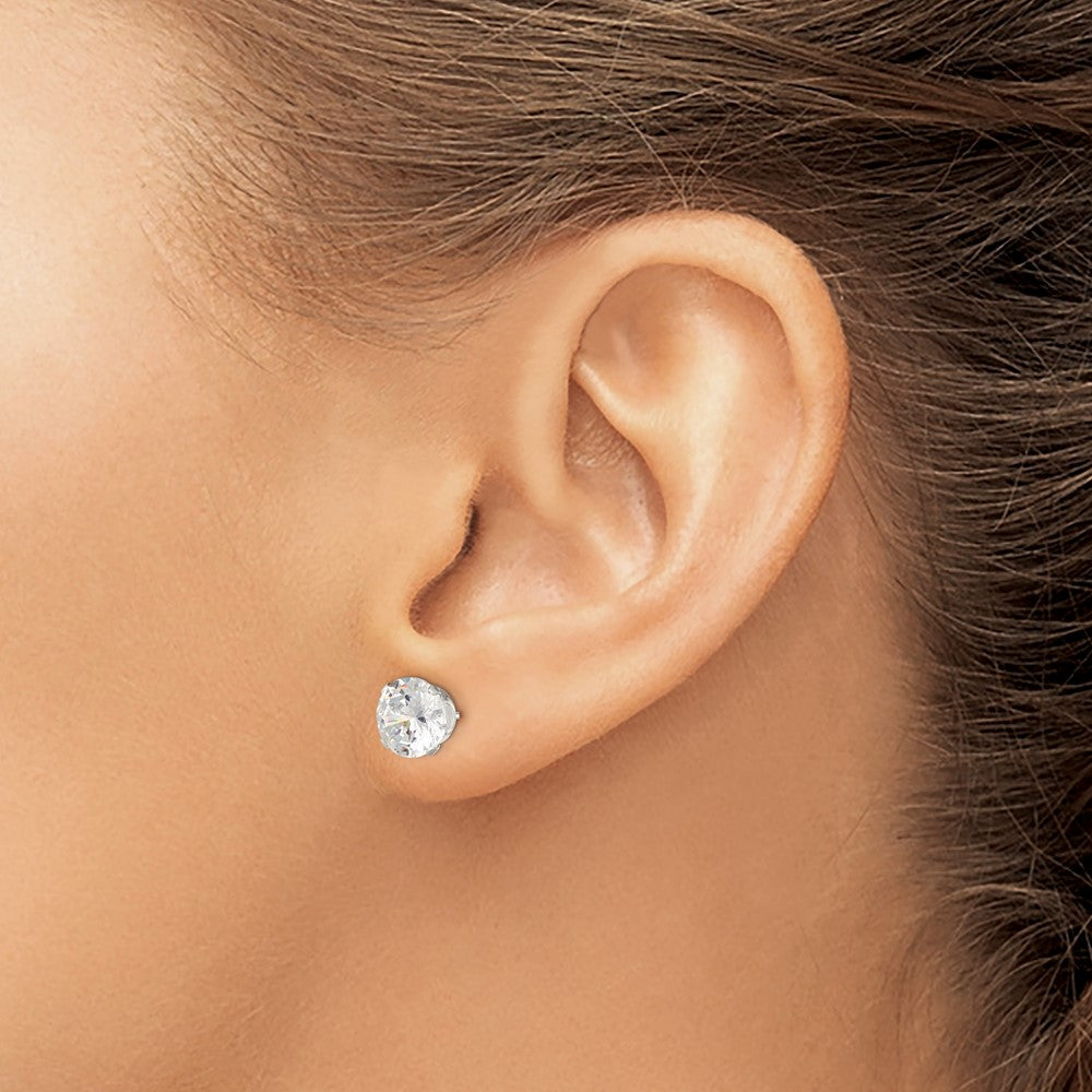 Sterlingsilber 8mm Rund Snap Set Zirkonia Ohrstecker