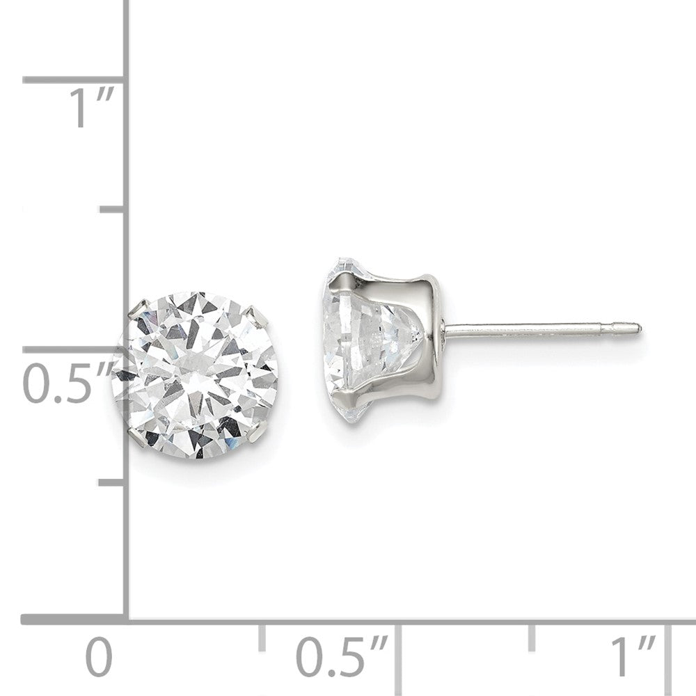Sterlingsilber 8mm Rund Snap Set Zirkonia Ohrstecker