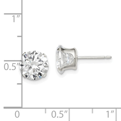 Sterlingsilber 8mm Rund Snap Set Zirkonia Ohrstecker