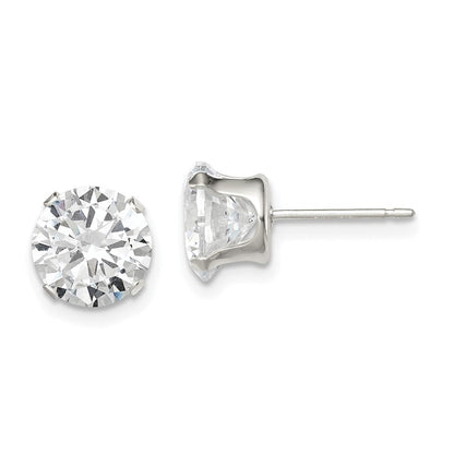 Sterlingsilber 8mm Rund Snap Set Zirkonia Ohrstecker