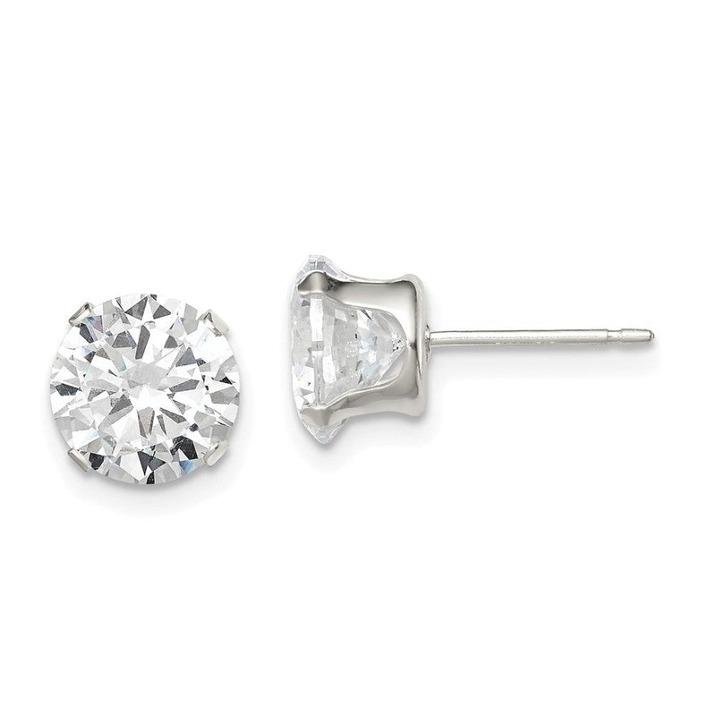 Sterlingsilber 8mm Rund Snap Set Zirkonia Ohrstecker