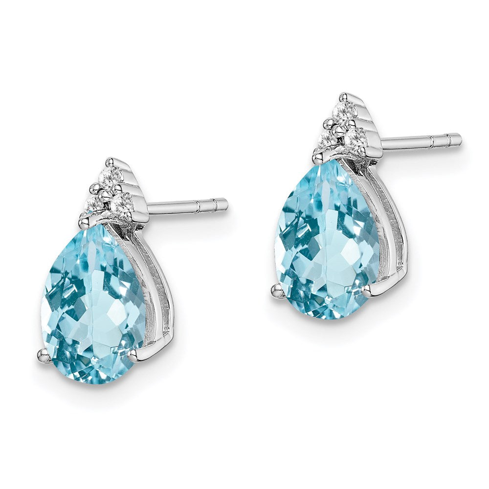 Sterlingsilber Rhodiniert Diamant und Blautopas Ohrstecker