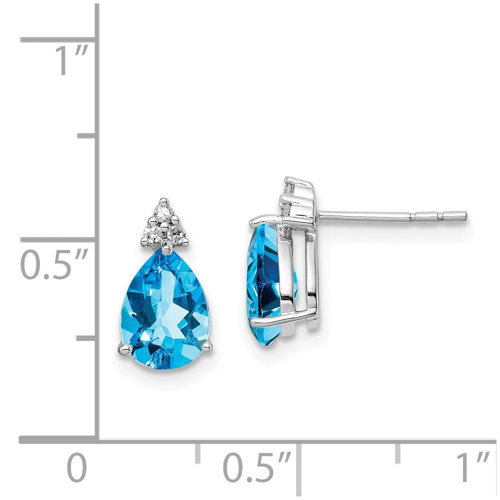 Sterlingsilber Rhodiniert Diamant und Blautopas Ohrstecker
