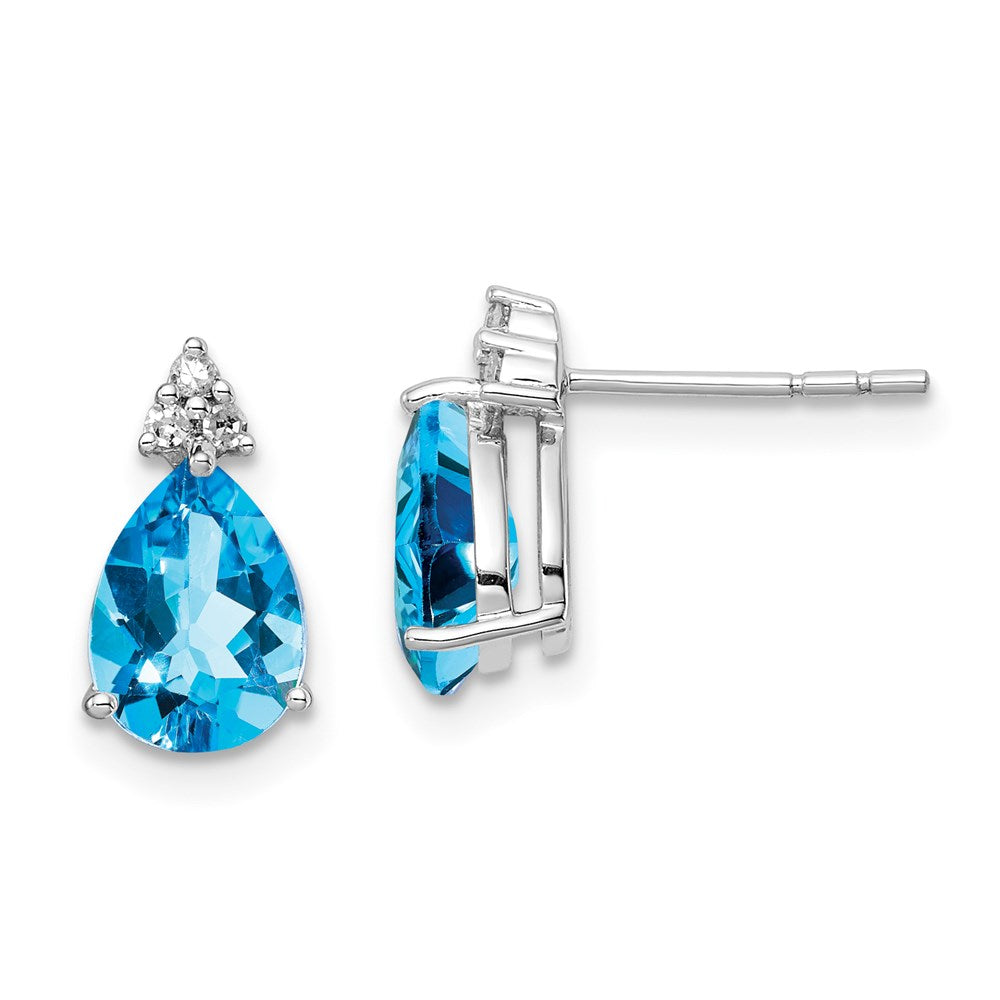 Sterlingsilber Rhodiniert Diamant und Blautopas Ohrstecker