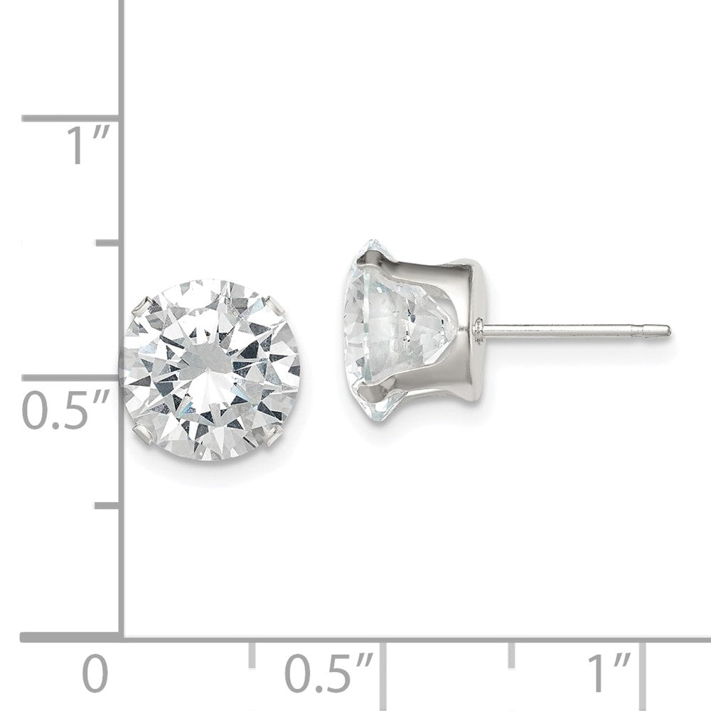 Sterlingsilber 9mm Rund Snap Set Zirkonia Ohrstecker