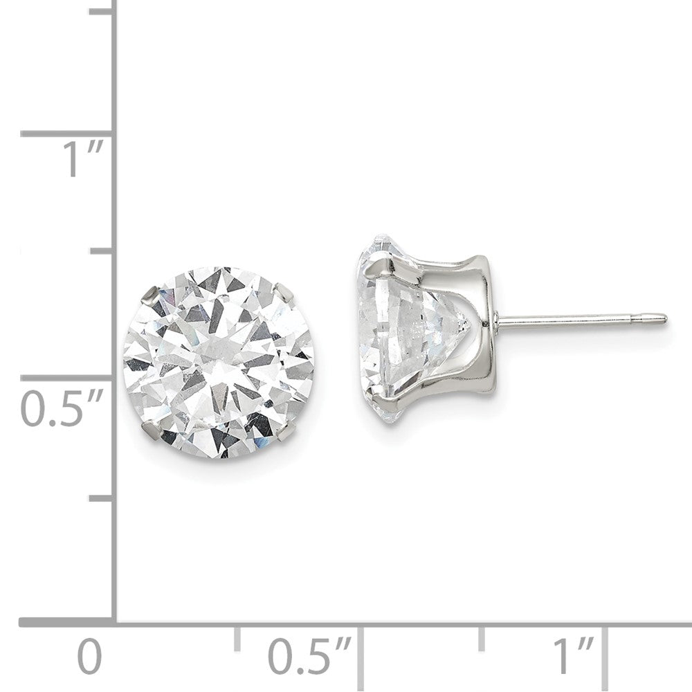 Sterlingsilber 10mm Rund Snap Set Zirkonia Ohrstecker