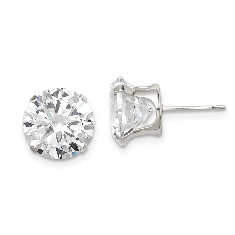 Sterlingsilber 10mm Rund Snap Set Zirkonia Ohrstecker