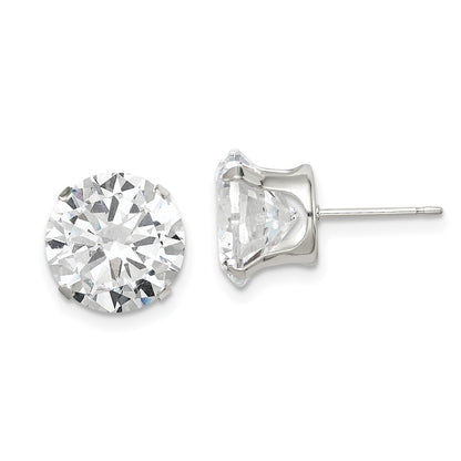 Sterlingsilber 10mm Rund Snap Set Zirkonia Ohrstecker