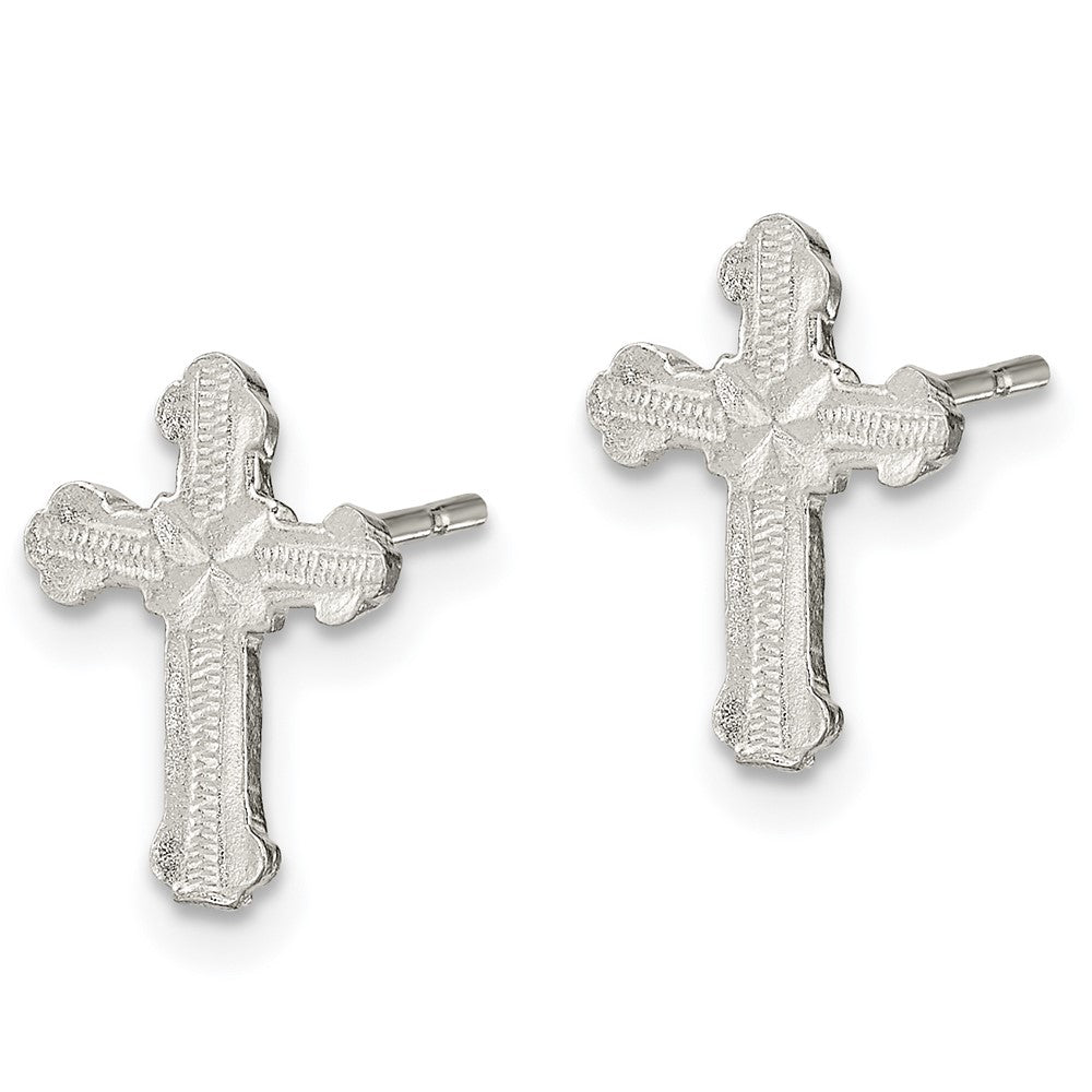 Sterlingsilber Poliert & Strukturiert 'x' Kreuz Ohrstecker