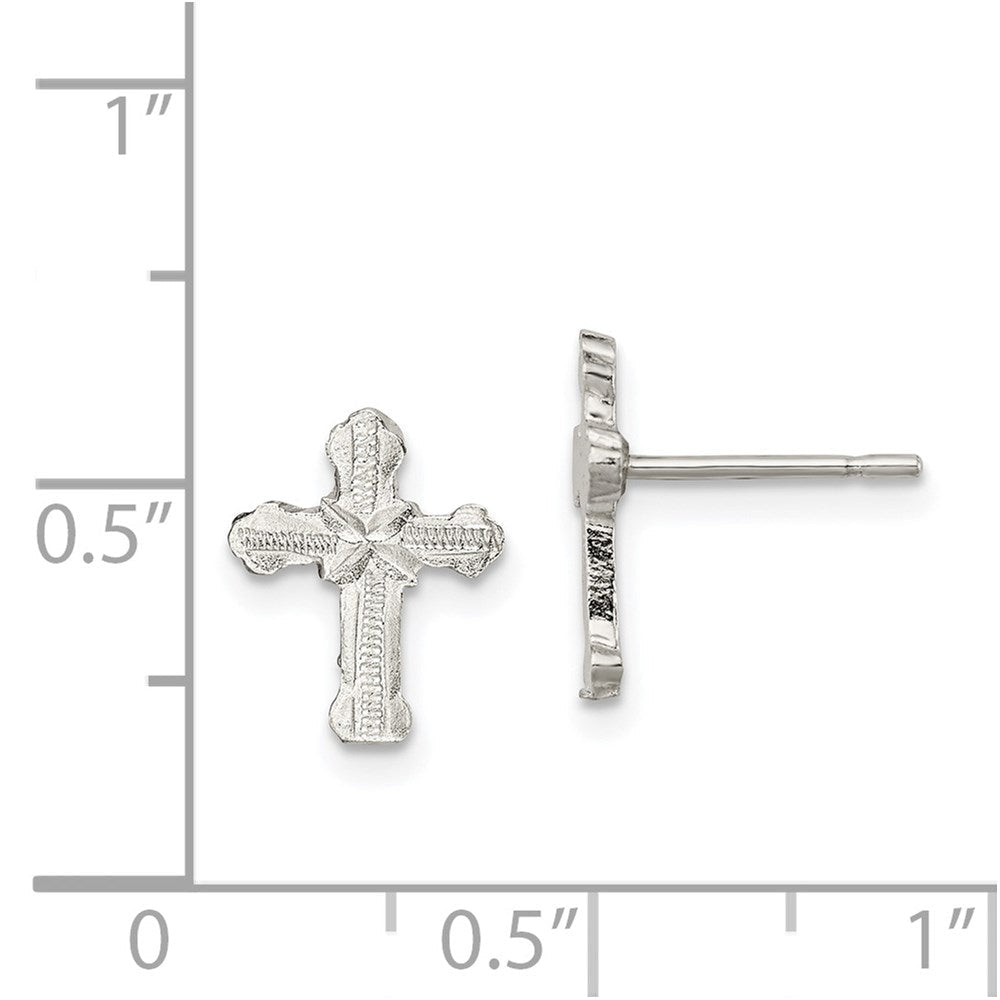 Sterlingsilber Poliert & Strukturiert 'x' Kreuz Ohrstecker