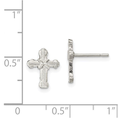 Sterlingsilber Poliert & Strukturiert 'x' Kreuz Ohrstecker