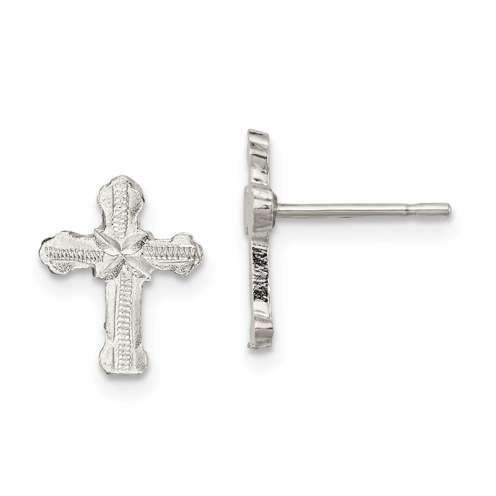 Sterlingsilber Poliert & Strukturiert 'x' Kreuz Ohrstecker