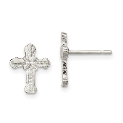 Sterlingsilber Poliert & Strukturiert 'x' Kreuz Ohrstecker