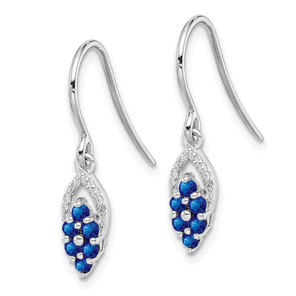 Sterlingsilber Rhodium Diamant & Saphir Hirte Haken Ohrringe