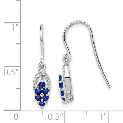 Sterlingsilber Rhodium Diamant & Saphir Hirte Haken Ohrringe