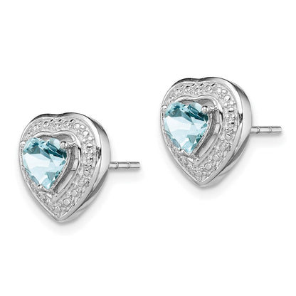Sterlingsilber Rhodiniert Aquamarin Tropfen Herz Ohrstecker