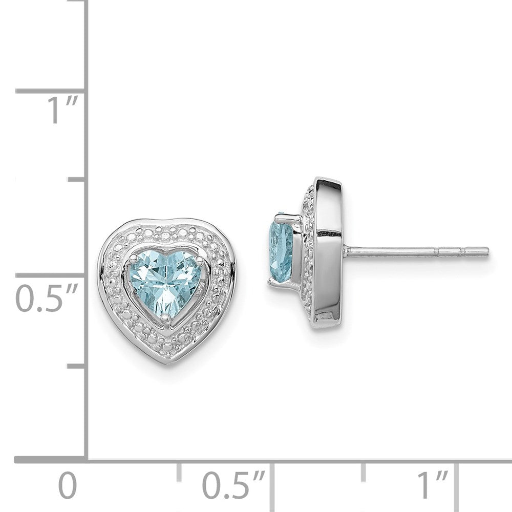 Sterlingsilber Rhodiniert Aquamarin Tropfen Herz Ohrstecker