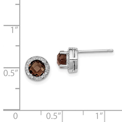 Sterlingsilber Rhodiniert Diamant und Rauch Quarz Ohrringe