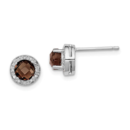 Sterlingsilber Rhodiniert Diamant und Rauch Quarz Ohrringe