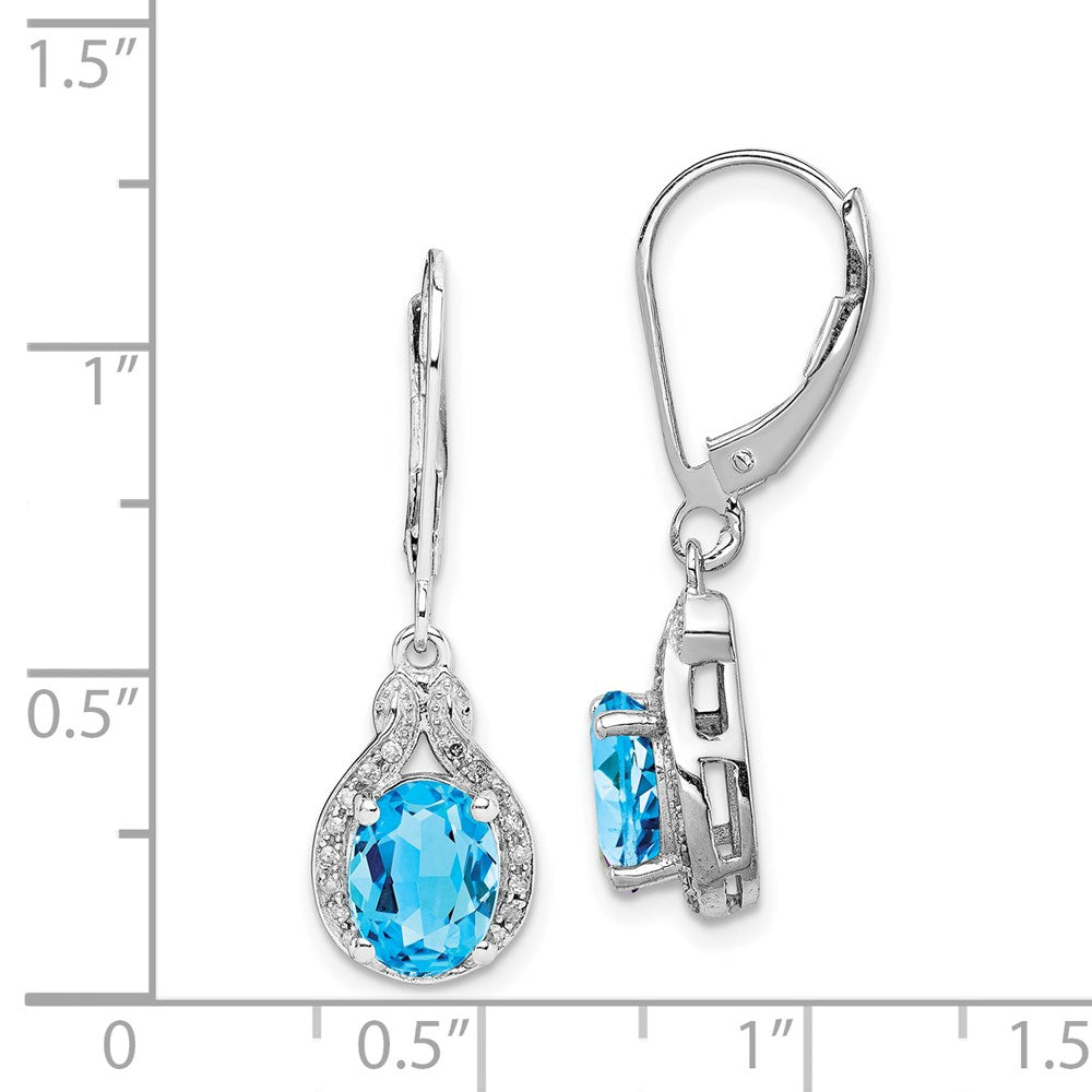 Sterlingsilber Rhodiniert Diamant und Blautopas Ohrringe