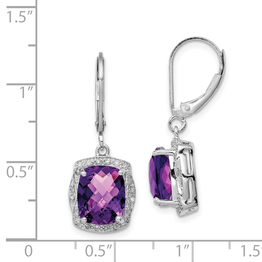 Sterlingsilber Rhodiniert Diamant und Amethyst Ohrringe