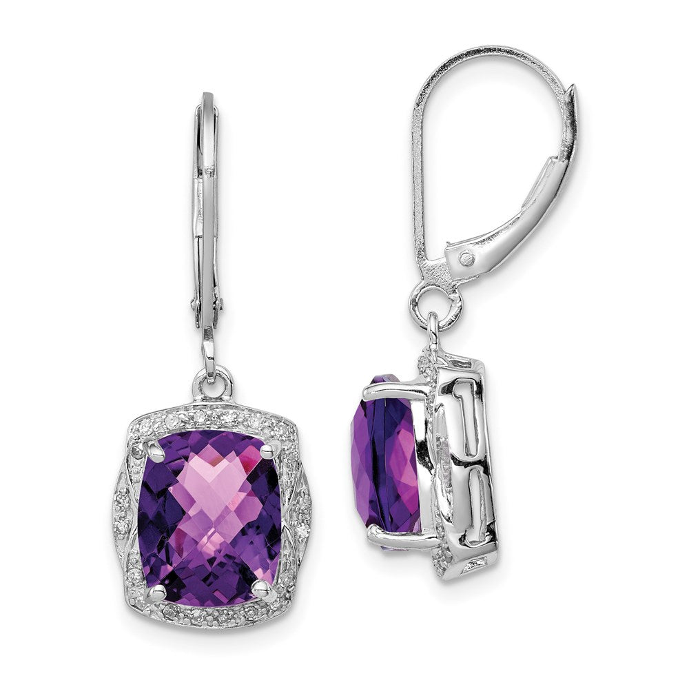 Sterlingsilber Rhodiniert Diamant und Amethyst Ohrringe