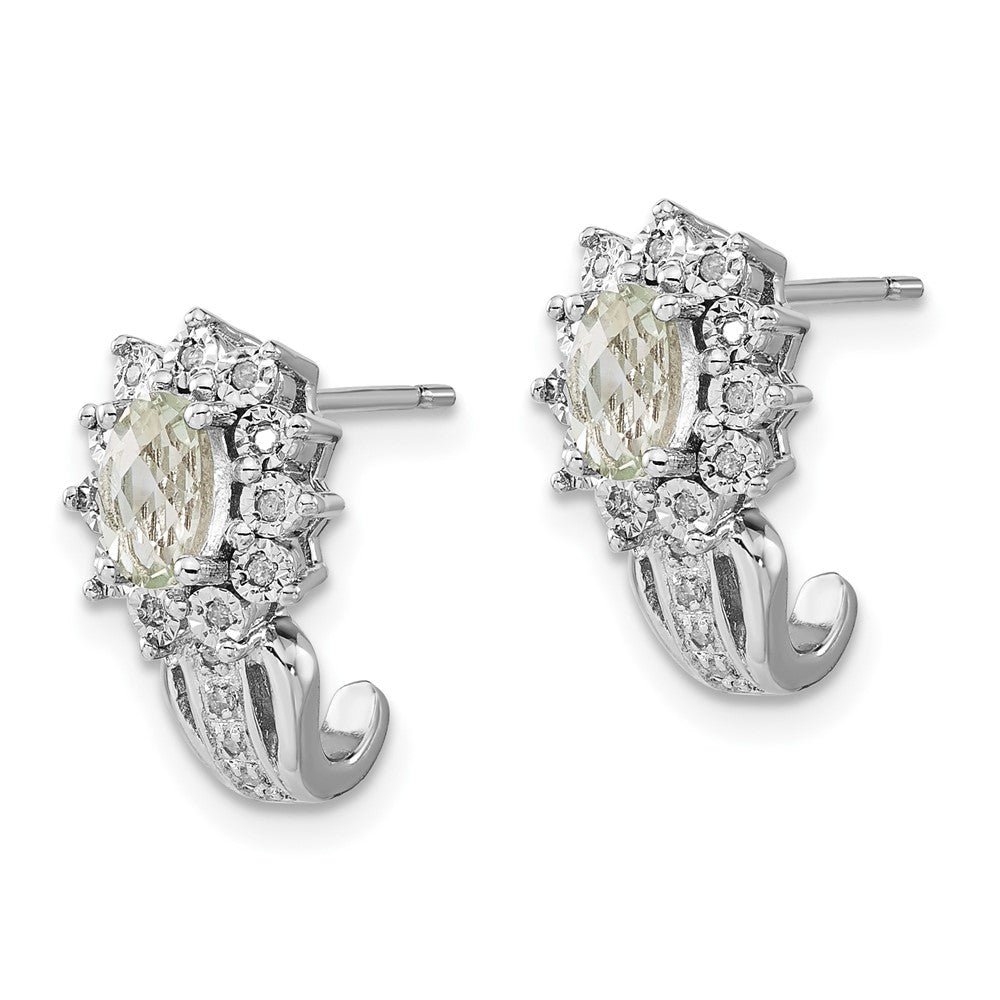 Sterlingsilber Diamant & Oval Grün Quarz Ohrringe
