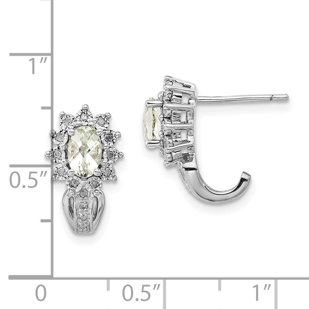 Sterlingsilber Diamant & Oval Grün Quarz Ohrringe