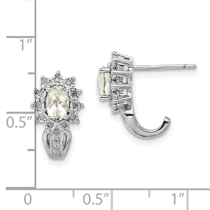 Sterlingsilber Diamant & Oval Grün Quarz Ohrringe