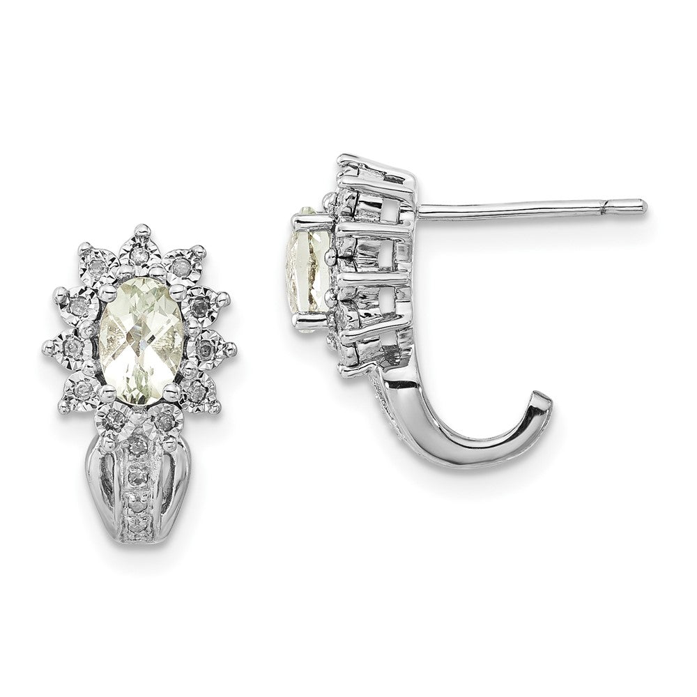 Sterlingsilber Diamant & Oval Grün Quarz Ohrringe