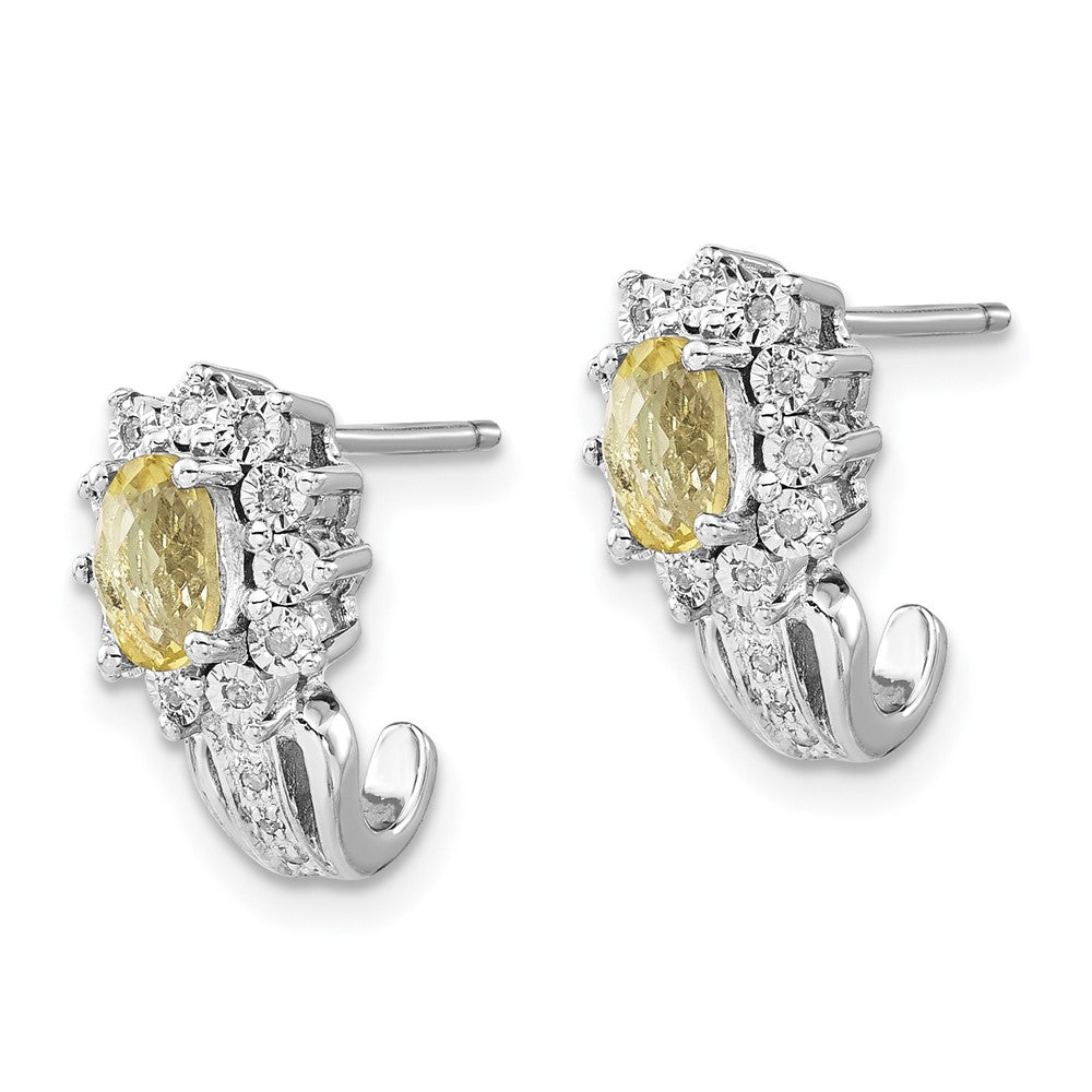 Sterlingsilber Diamant & Oval Zitrone Quarz Ohrringe