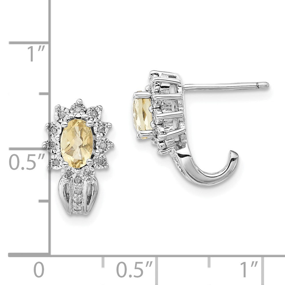 Sterlingsilber Diamant & Oval Zitrone Quarz Ohrringe