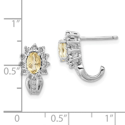 Sterlingsilber Diamant & Oval Zitrone Quarz Ohrringe