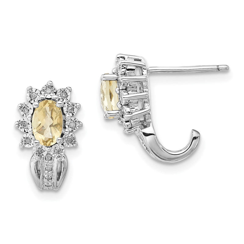 Sterlingsilber Diamant & Oval Zitrone Quarz Ohrringe