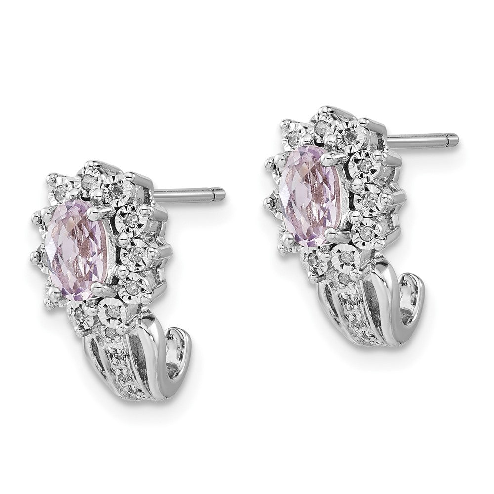 Sterlingsilber Diamant & Oval Rosa Quarz Ohrringe