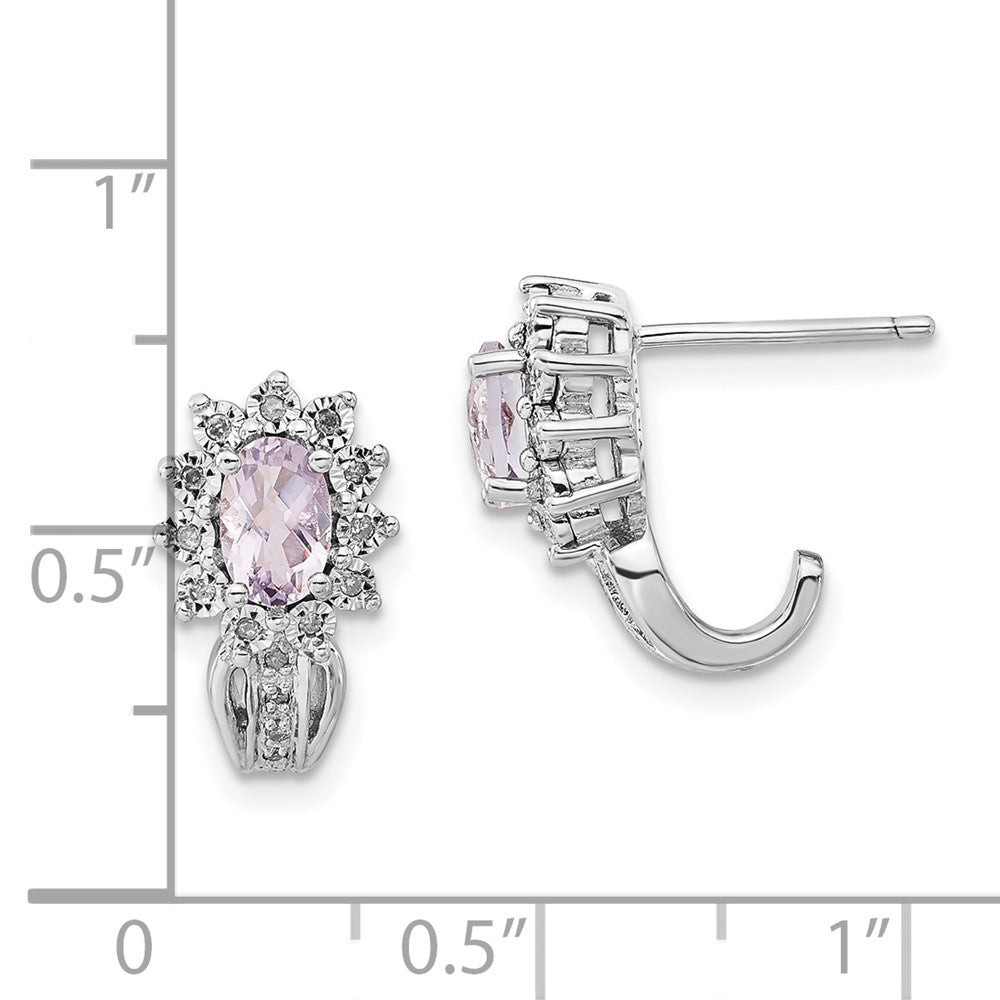 Sterlingsilber Diamant & Oval Rosa Quarz Ohrringe