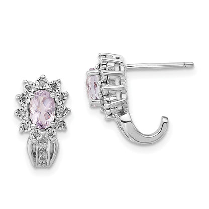 Sterlingsilber Diamant & Oval Rosa Quarz Ohrringe