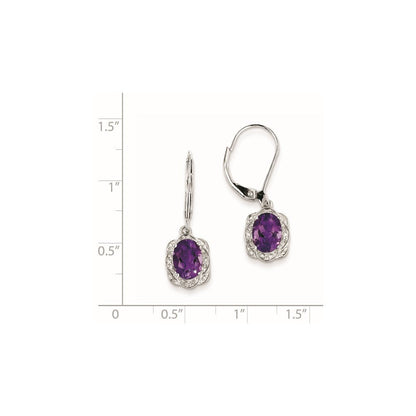 Sterlingsilber Rhodiniert Diamant und Amethyst Ohrringe