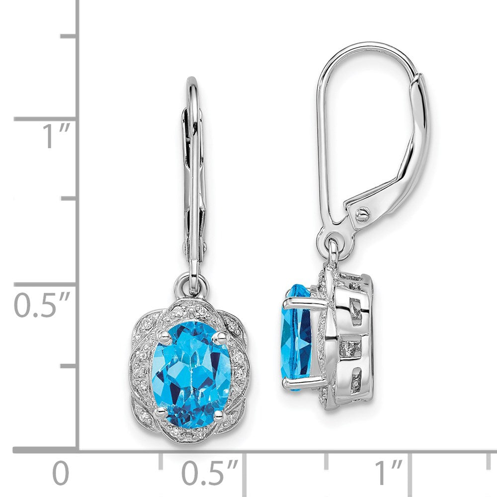 Sterlingsilber Rhodiniert Diamant und Blautopas Ohrringe