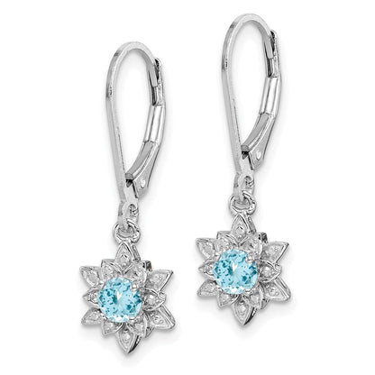 Sterlingsilber Rhodiniert Diamant und Blautopas Ohrringe