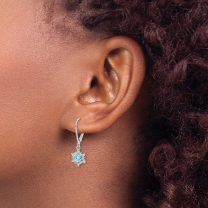 Sterlingsilber Rhodiniert Diamant und Blautopas Ohrringe
